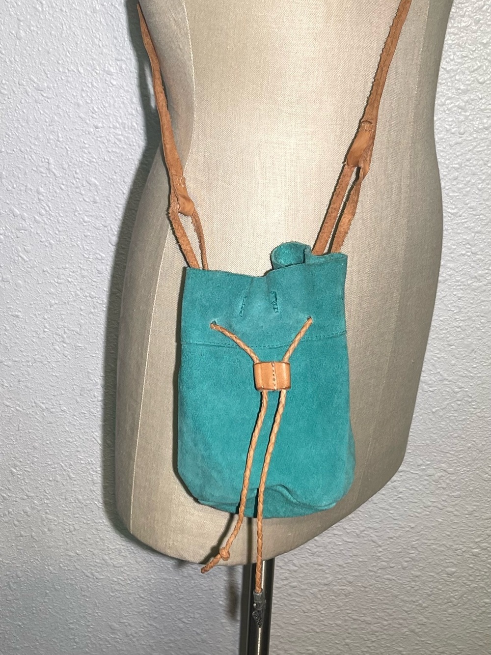 Free people teal Suede Drawstring Bucket Bag - Picture 4 of 6